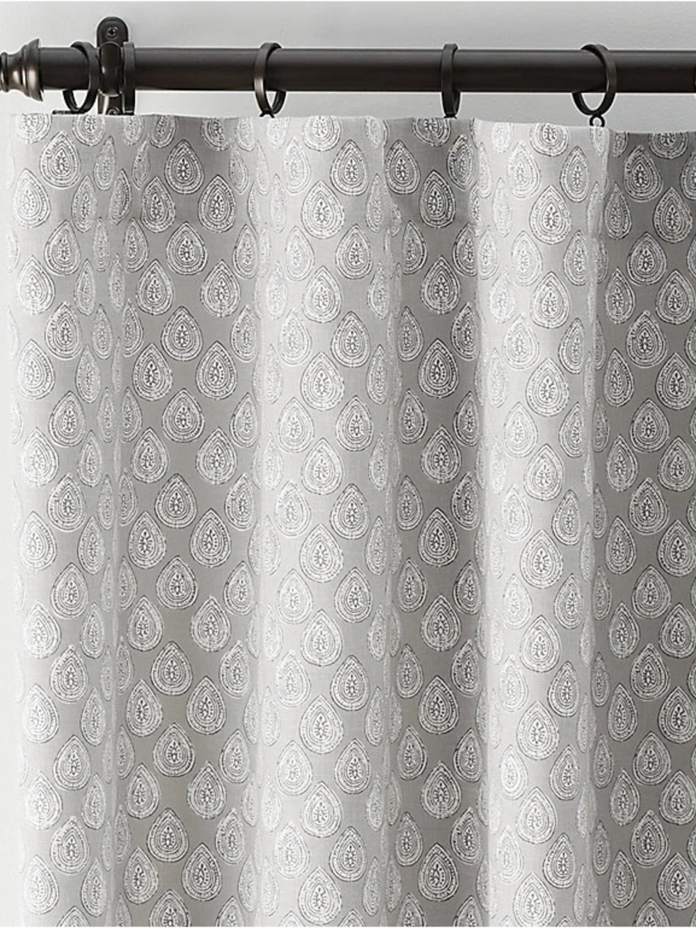 Ballard Designs 2 Drapery Panels in Madeira Leaf Grey Blockprint